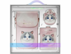 Sada Nimmy 3v1 brašna na telefon + peněženka + pouzdro na tracker Pink Big Eyed Pet 2.0 Cat