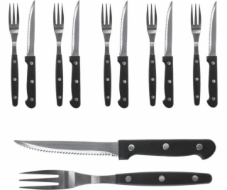 BBQ příbory na steaky, burgery, nože, vidličky, 12dílná u...