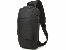 Wozinsky Premium městský batoh s jedním ramenem, proti krádeži, organizérem a USB - černý