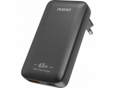 Dudao GaN A65Q 65W USB-A / USB-C PD ultratenká cestovní nabíječka do zásuvky EU / US - černá