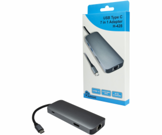 Inter-Tech Adaptér Argus H-428 7v1 (tmavě stříbrný, USB-A...