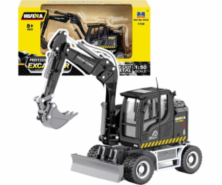 HUINA Kolový bagr s buldozerem, kovový černý 1:50, EDUKAMP