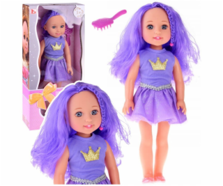 LeanToys Panenka v šatech s korunou, dlouhé vlasy, fialov...