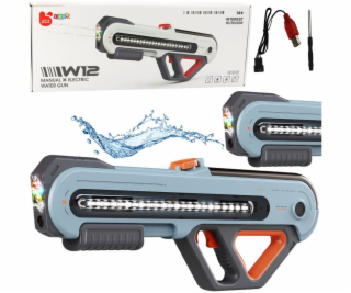Velká puška W12 elektrická vodní LED šedá 60cm LEAN hračky