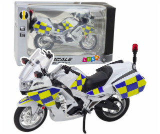 LeanToys Policejní motocykl Kovová světla Zvuky Bílá 1:12