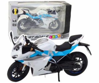 LeanToys Sportovní motocykl Kovová světla Zvuky Bílá Modr...