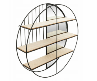 Atmosphera Kulatá závěsná police se zrcadlem ZINA, O 56 cm