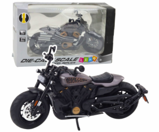 LeanToys Chopper Motorka Kovová světla Zvuky Černá Šedá P...