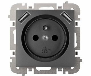 SANTRA zásuvka 2P+Z 2xUSB Napájení bez rámečku zapuštěná ...