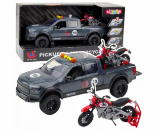 LeanToys Pickup s rozsvícenými světly motoru zní šedě 1:12