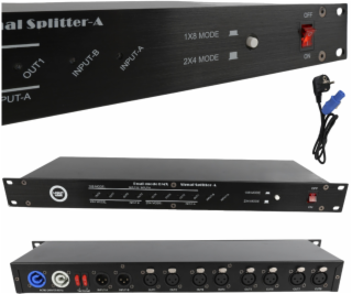 LIGHT4ME XSPLIT 2x4 DMX rozbočovač, 8 kanálů, 19  1U, dva...