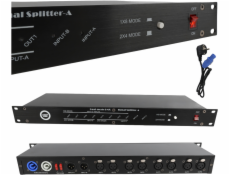 LIGHT4ME XSPLIT 2x4 DMX rozbočovač, 8 kanálů, 19  1U, dva provozní režimy