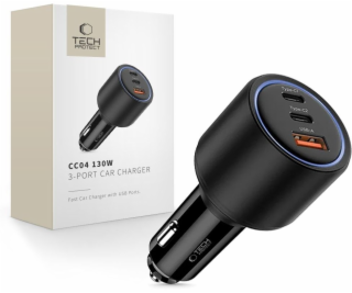 Tech-Protect Autonabíječka CC04 se 3 porty PD130W, černá