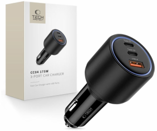 Tech-Protect Autonabíječka CC04 se 3 porty PD175W, černá
