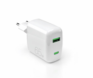 Puro Nabíječka 65W GaN USB-A USB-C do zásuvky - bílá