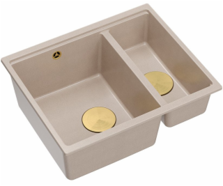GraniteQ LOGAN 150 perleťově béžový dřez 56x46x22 cm 1,5-...