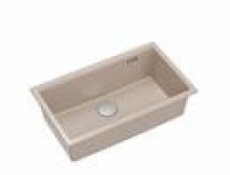 GraniteQ LOGAN 110 dřez perleťově béžový 76x45x23,5 cm 1 dřez závěsný s manuálním sifonem nerezová ocel