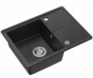 GraniteQ TONY 116 černý tečkovaný žulový dřez (černý) 1 d...