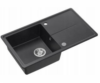 GraniteQ TONY 111 černý tečkovaný žulový dřez (černý) 1 d...