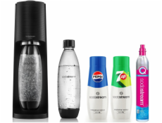 Sodastream Výrobník sodovky Terra + 2 lahve + benzín Black Gas + sirup Pepsi, 7Up