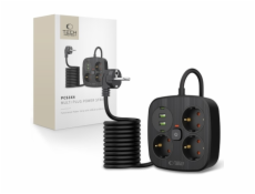 Tech-Protect Prodlužovací kabel PCS3x4, 2 USB a 2 Type-C a 3 zásuvky, 200 cm, černý