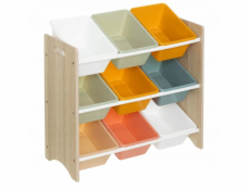 Atmosphera Police s krabicemi na hračky, 9 barevných krabic, 60 x 29,5 x 66 cm