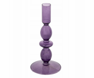 Atmosphera Fialový skleněný svícen CRISTAL, 19,5 cm