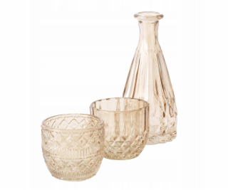 Boltze Sada skleněných dekorací CHERIN, svícny a váza