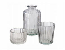 Boltze Sada skleněných dekorací TOLKA, svícny a váza, 10 cm