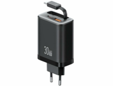 Usams Nabíječka Xiang řady CC296 30W do zásuvky 1x USB-C 1x USB-A + kabel USB-C černá