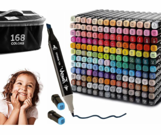 DWM Barevné fixy, oboustranné fixy, sada 168 černých kusů