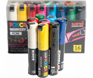 Uni Plakátový popisovač POSCA PC - sada 8K, 16 barev