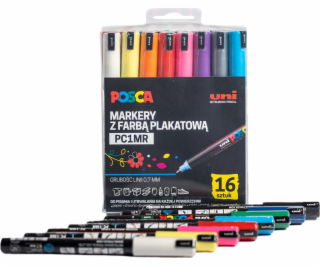 Uni Sada fixů POSCA PC-1MR, 16 barev, plastové balení