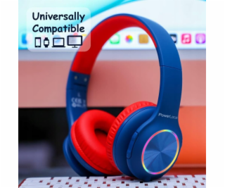 PowerLocus Dětská Bluetooth sluchátka PLED, modrá/červená