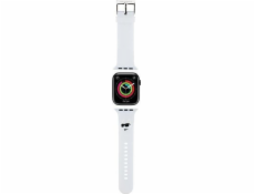 Karl Lagerfeld Řemínek Karl Lagerfeld KLAWLSLCNH pro Apple Watch 42/44/45/49mm bílý/bílý řemínek s 3D gumovou hlavou Choupette