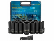 JCB Sada hlubokých rázových objímek 1/2  16 dílů. (6stranný) (10–32 mm) (36 mm 12stranný)