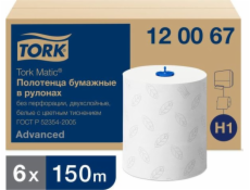 Tork Tork Matic – Role utěrek, bílá, celulóza, dvě vrstvy – 150 m