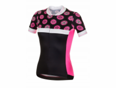 RH+ Dámský cyklistický dres zeroPreppy W ČERNÁ/NEFLUO RŮŽOVÁ/BÍLÁ - L