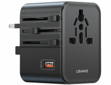 Usams Cestovní nabíjecí adaptér CC309 2xUSB-C 25W 4v1 US/AU/EU/UK černá
