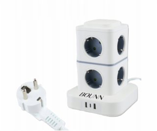 Bounn Přepěťová ochrana prodlužovací kabel, 11 zásuvek, 3...