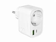 Puro Nabíječka 20W Power Delivery se zástrčkou a zásuvkou Schuko 1x USB-C + 1x USB-A - bílá