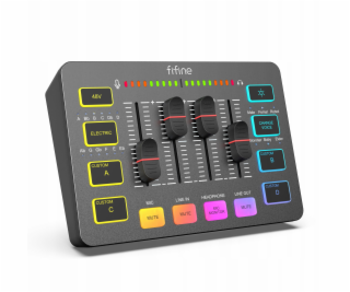 Fifine Zvuková karta SC3, černá, USB mixážní pult s RGB X...