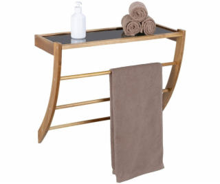 Wenko Dřevěná koupelnová police s tyčí FONDI