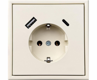 Zásuvka a USB A+C nabíječka LIREGUS MODER, písková