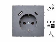Zásuvka a USB A+C nabíječka LIREGUS MODER, černá