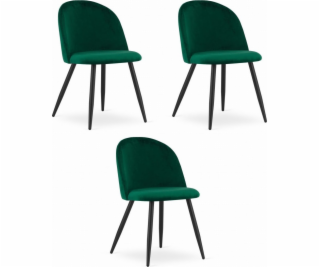 Leobert Židle BELLO - zelený samet / černé nohy x 3