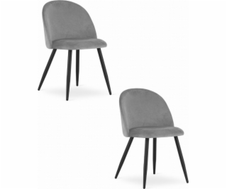 Leobert Židle BELLO - světle šedý samet / černé nohy x 2