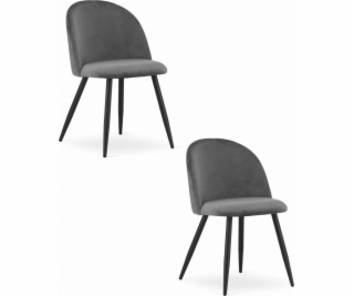 Leobert Židle BELLO - tmavě šedý samet / černé nohy x 2
