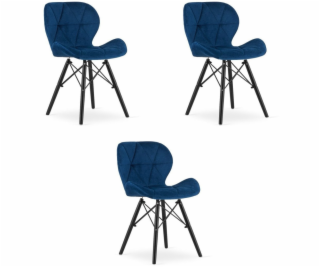 Leobert Židle LAGO Samet - tmavě modrá / černé nohy x 3