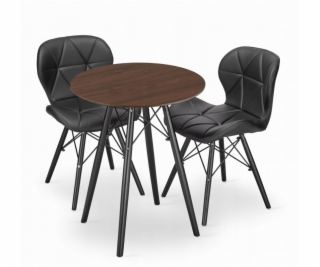 Leobert Sada kulatého stolu TODI 60 jasan + 2 černé židle...